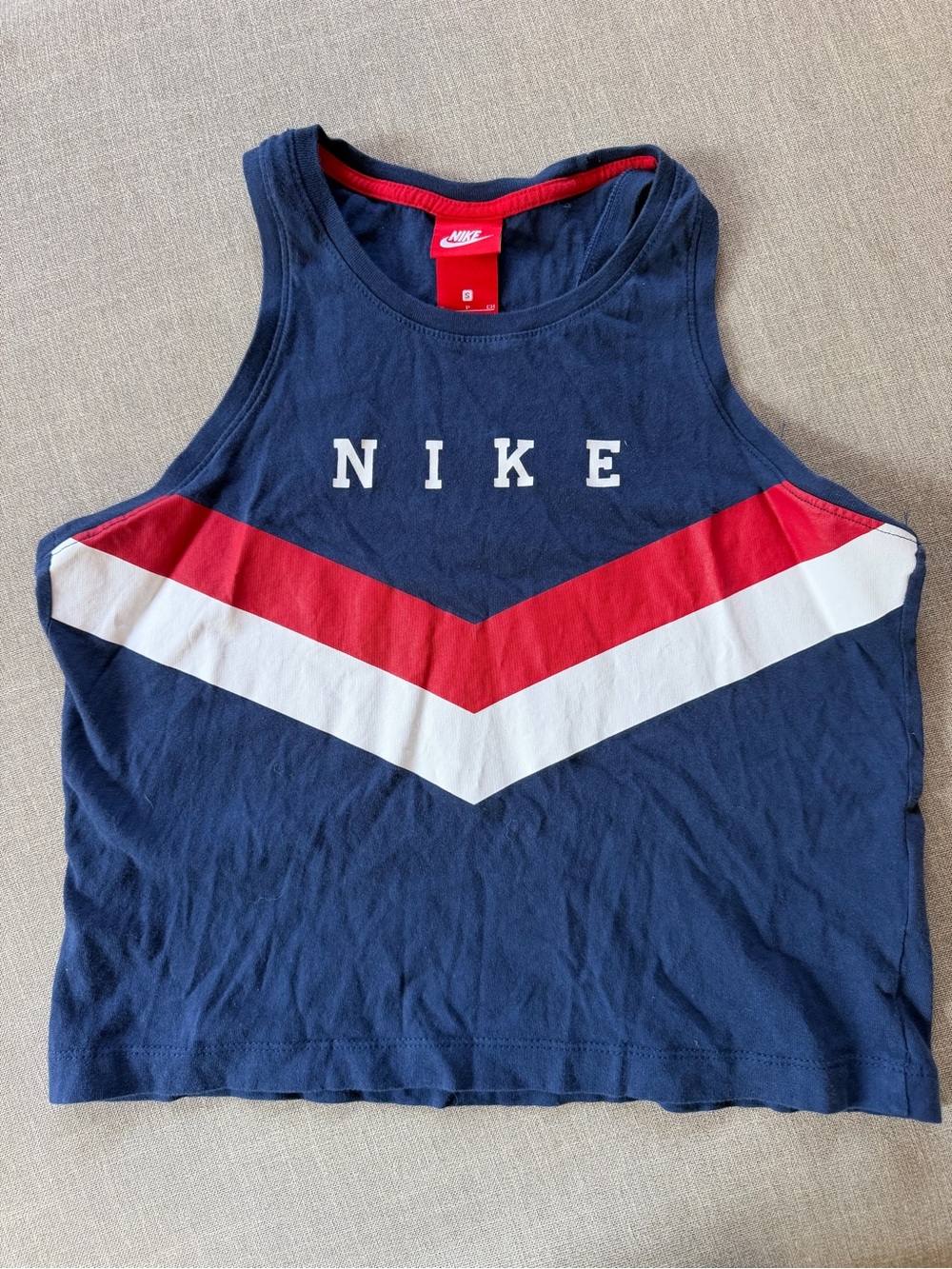 Nike Navy Tank with Red & White Chevron Detail
